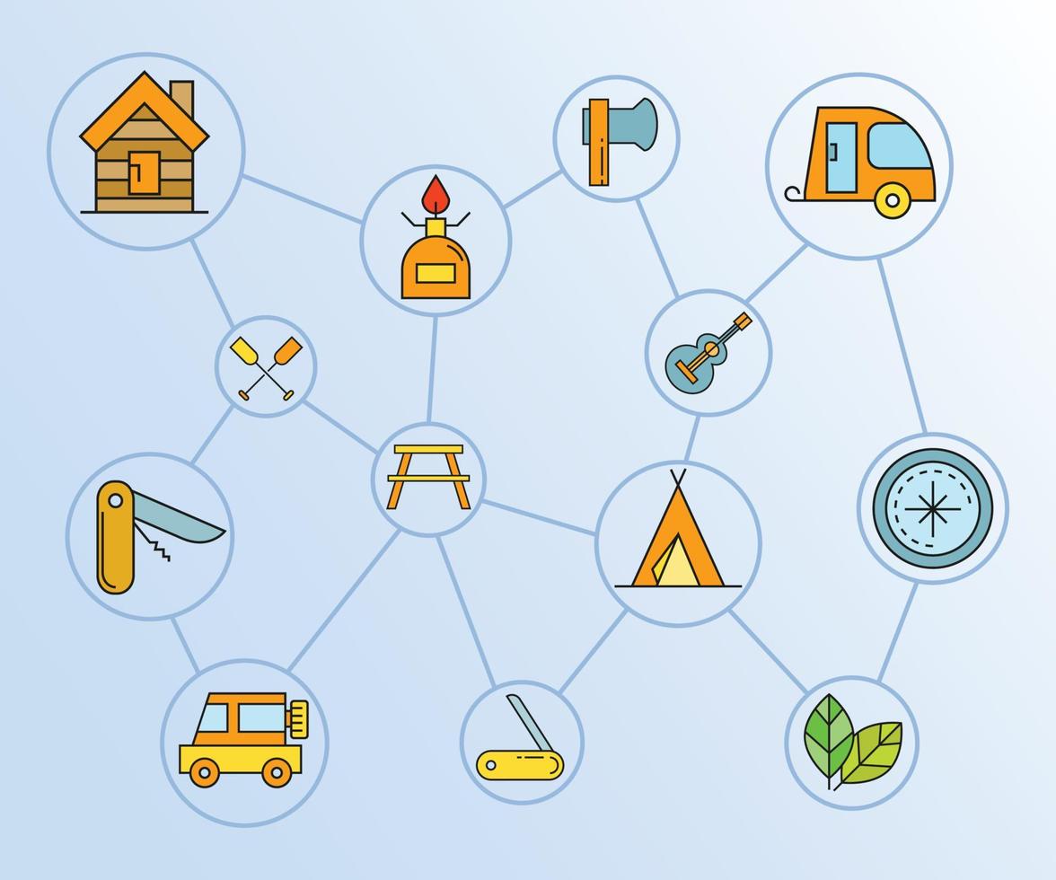 vacationa and camping network diagram vector illustration