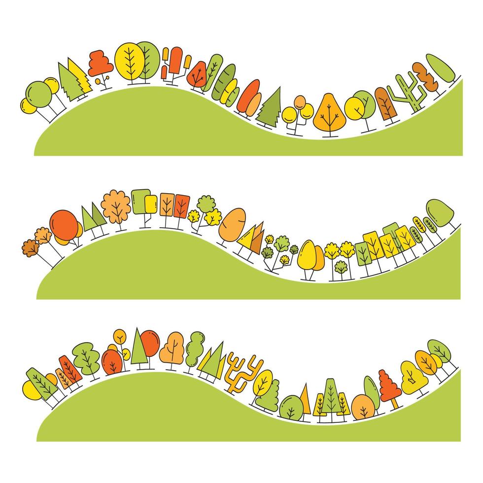 Ilustración de vector de panorama de jardín de árbol