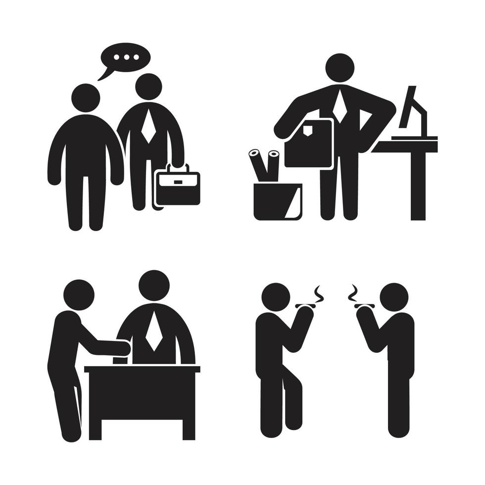 employee and businessman in office stick figure vector