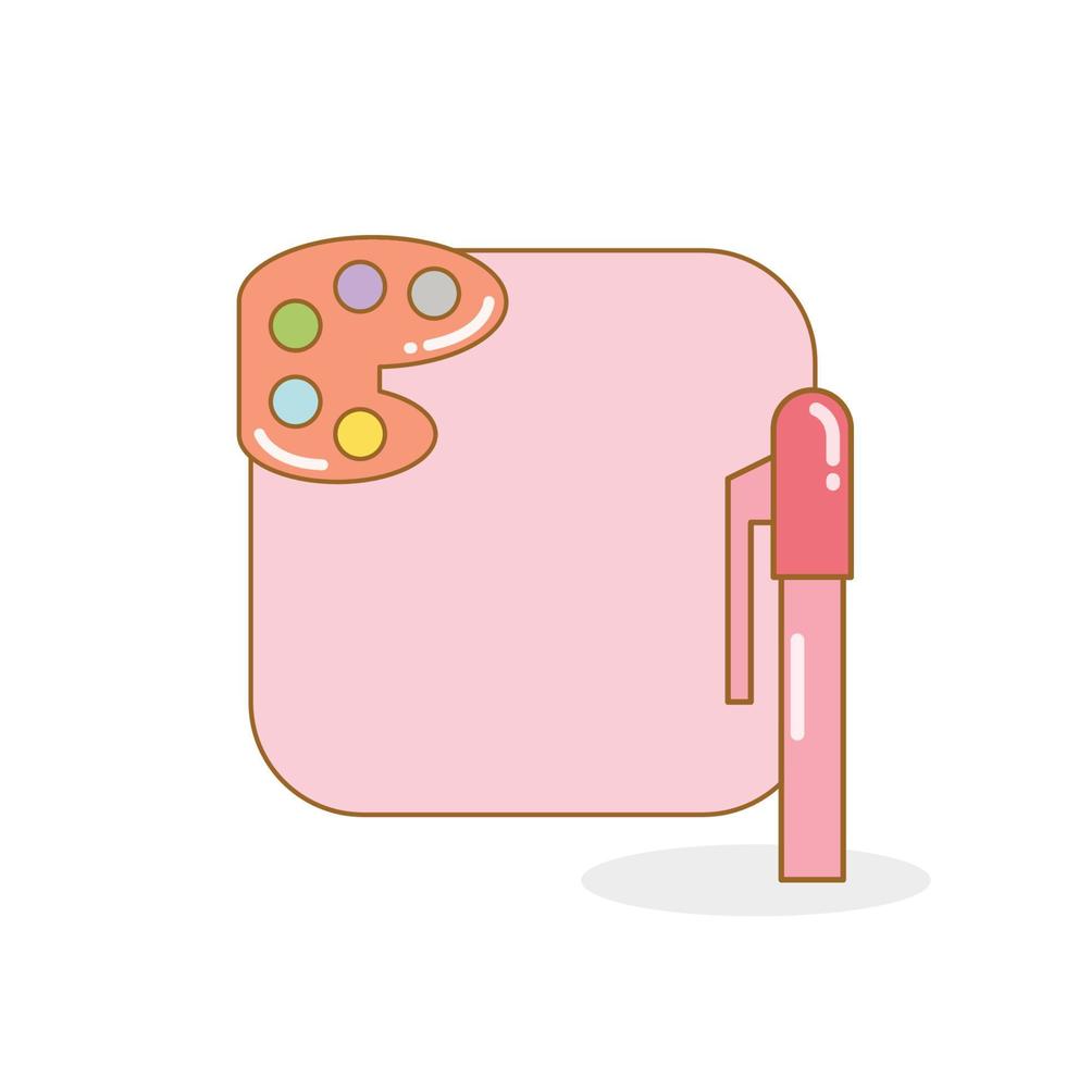 Tablero de notas en blanco con paleta de colores y lápiz ilustración vectorial vector