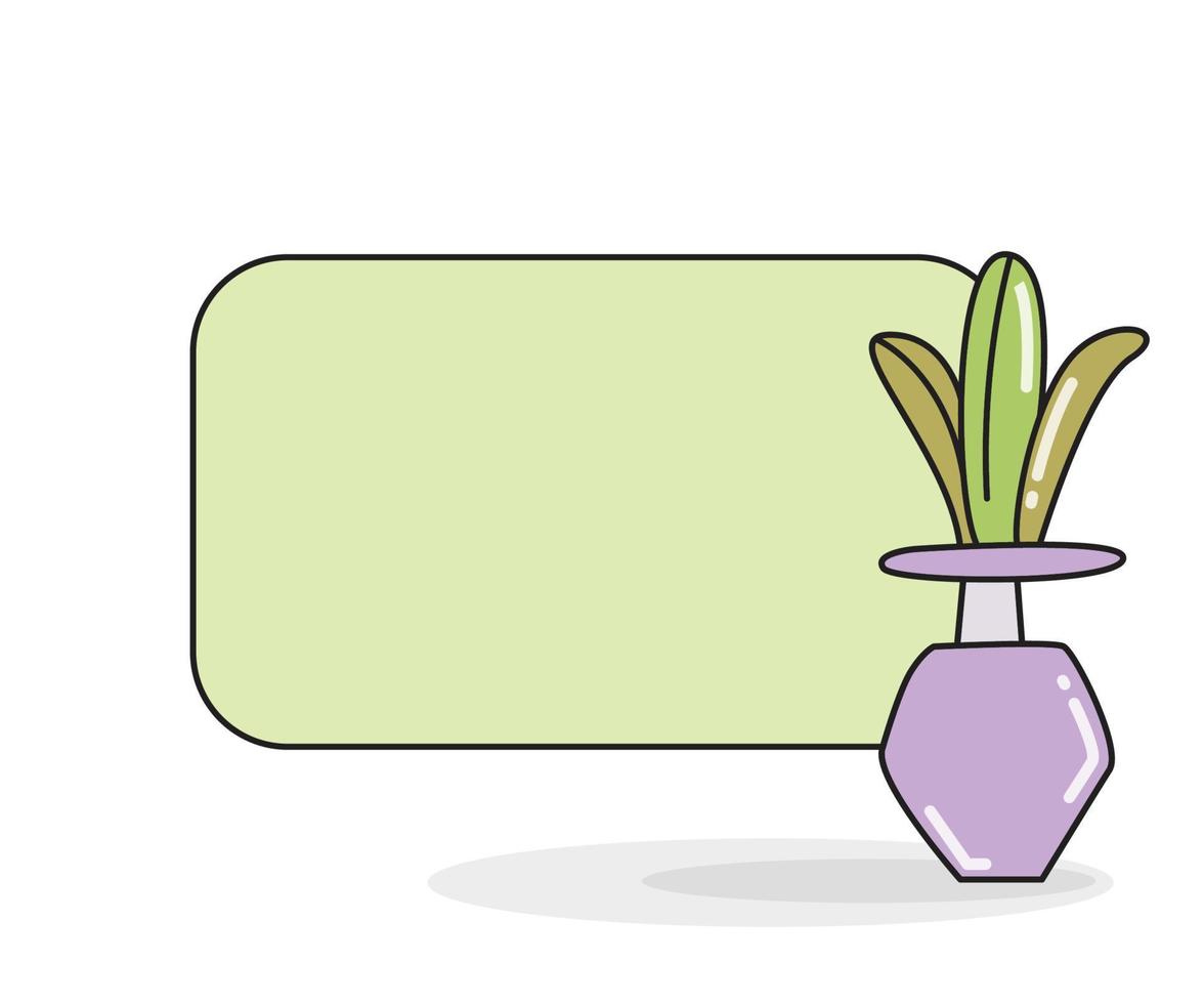 blank note board with houseplant vector illustration