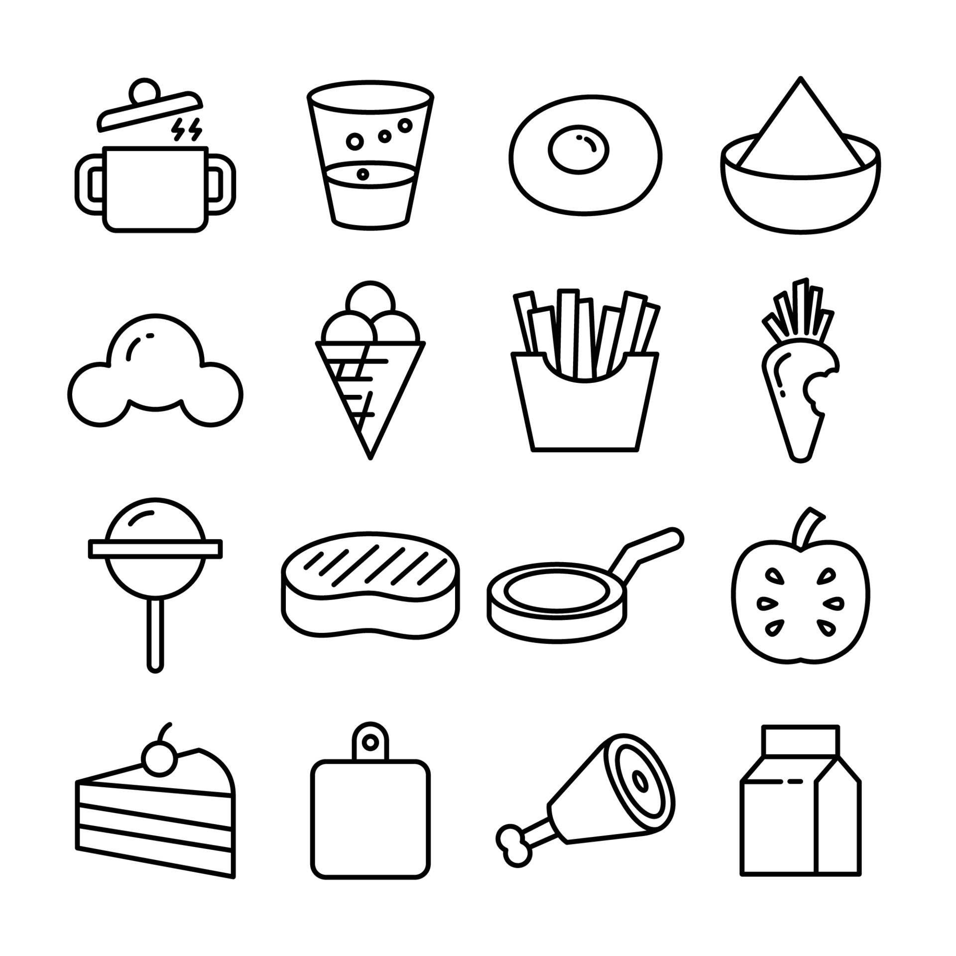 food and snack line icons 5013210 Vector Art at Vecteezy
