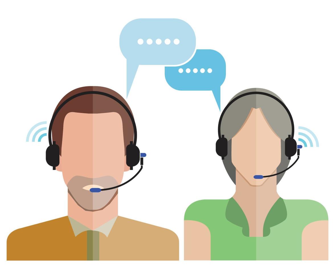 man and woman call center service vector