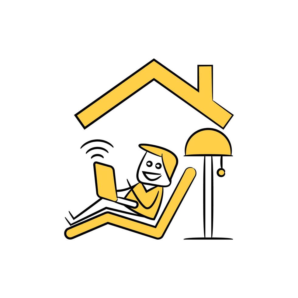 man working from home character vector