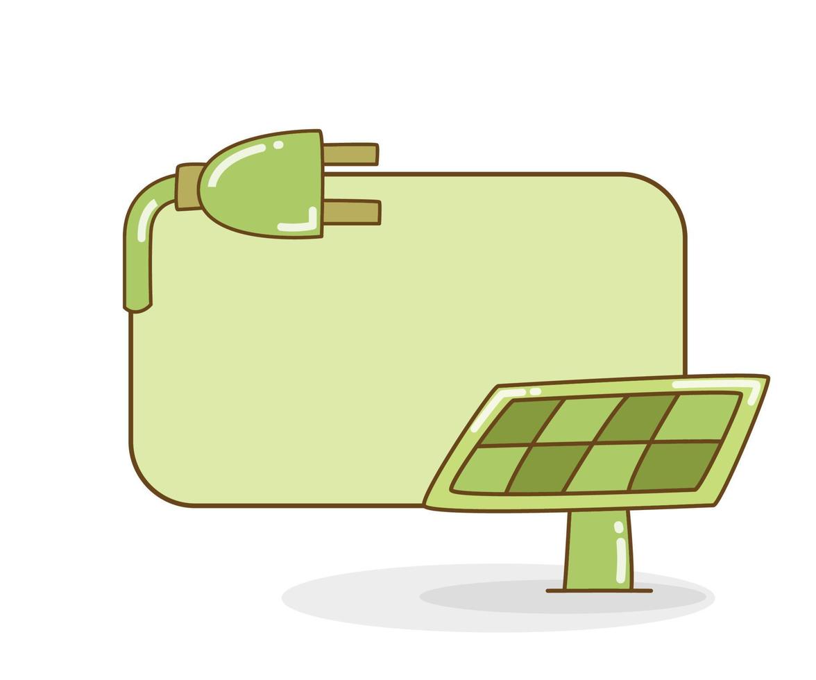 blank board with solar panel and plug vector illustration