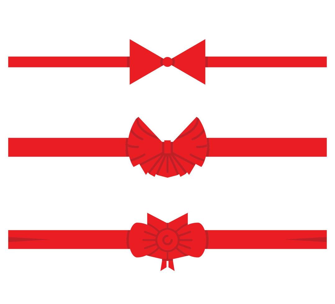 red bow tie and ribbons set vector