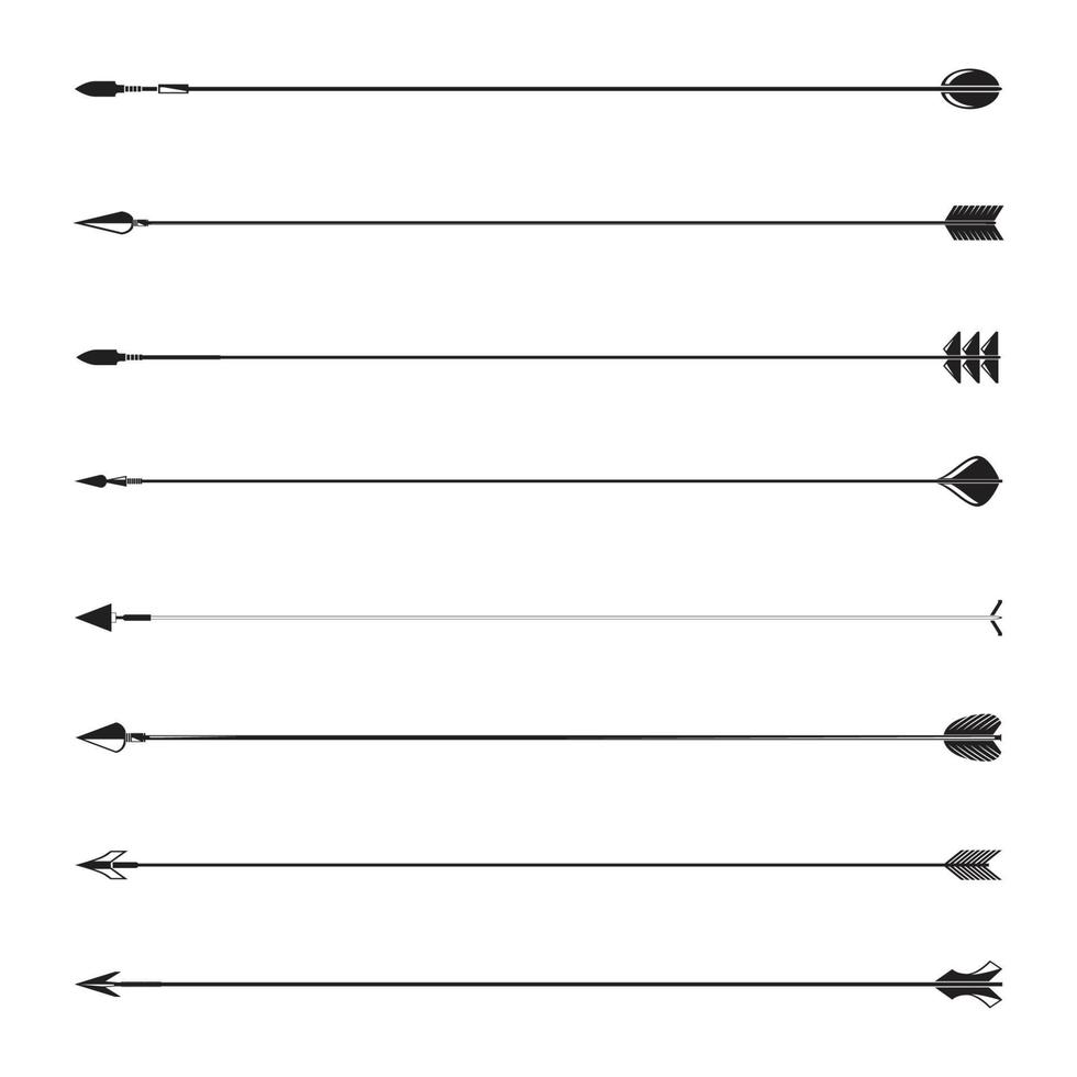 arrow and bow weapon line divider set vector