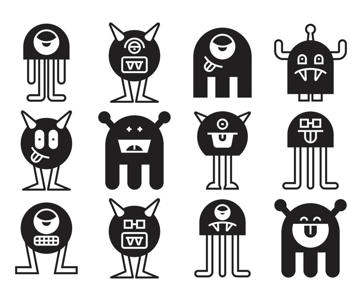 funny monster character set vector