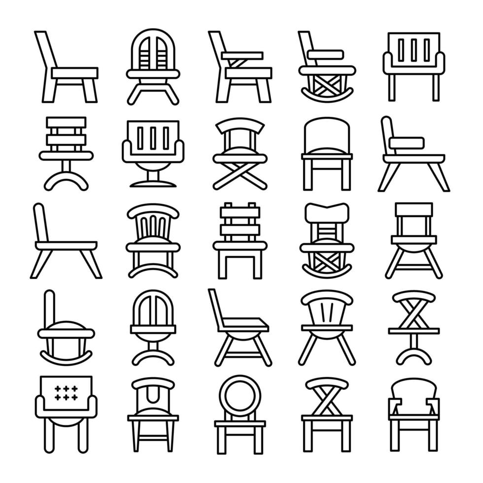 sillón, iconos de línea de sofá vector