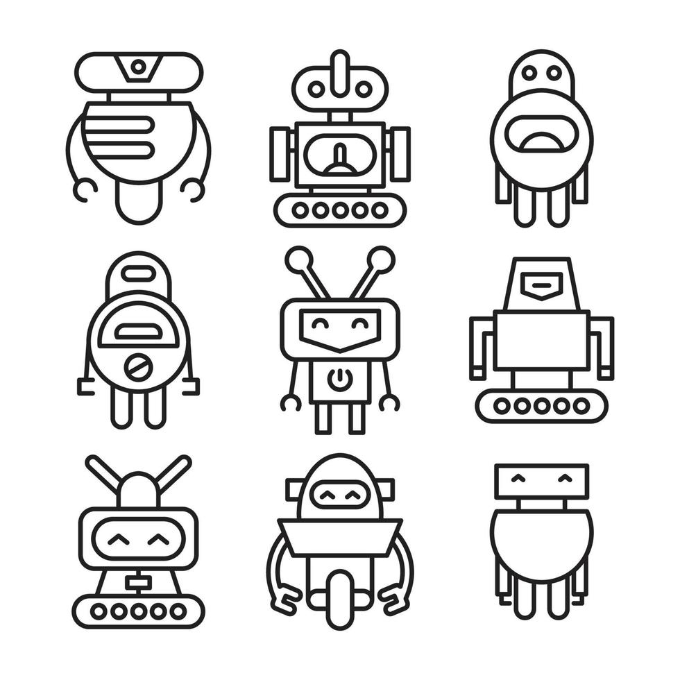robot character icons vector