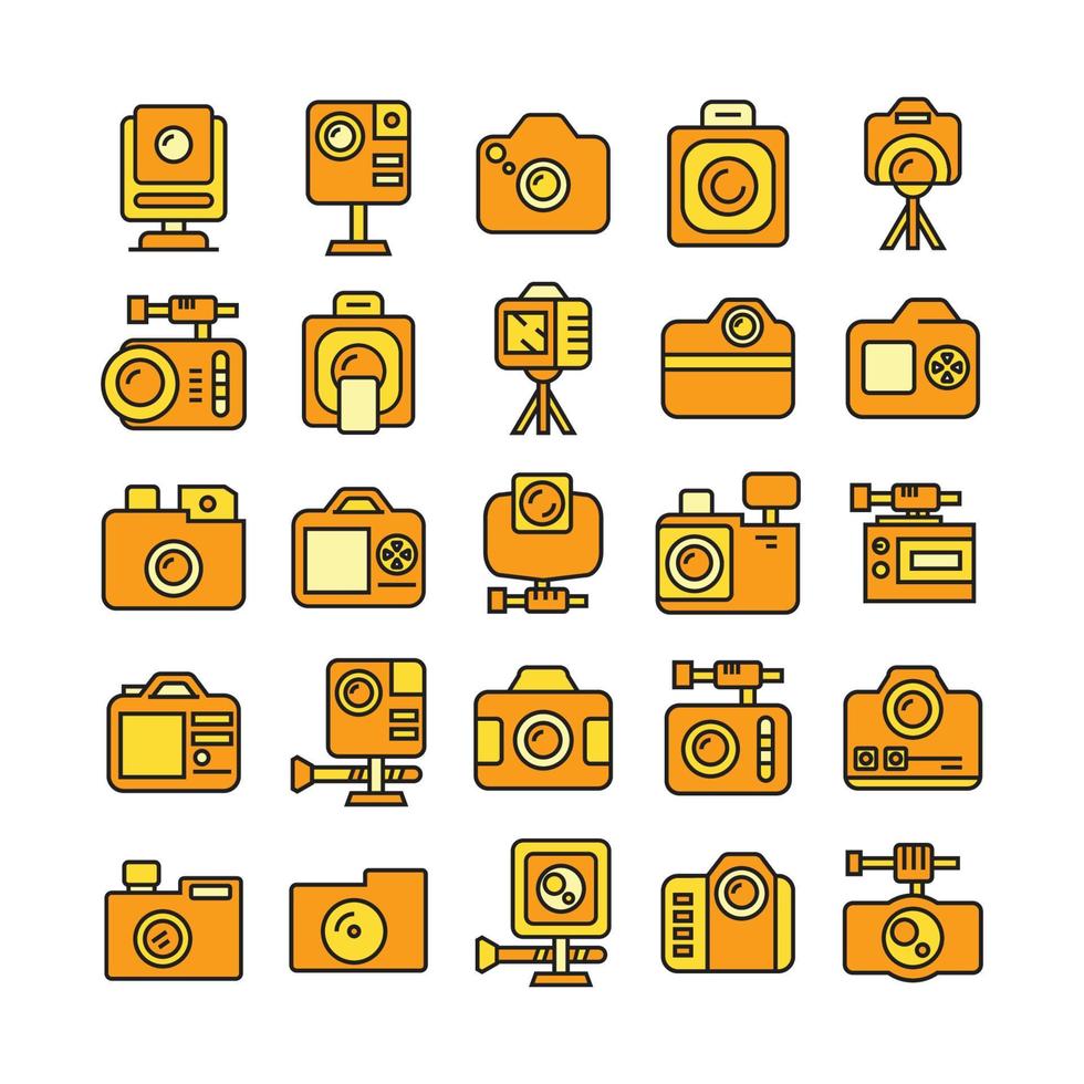 digitcal camera and action camera icons vector