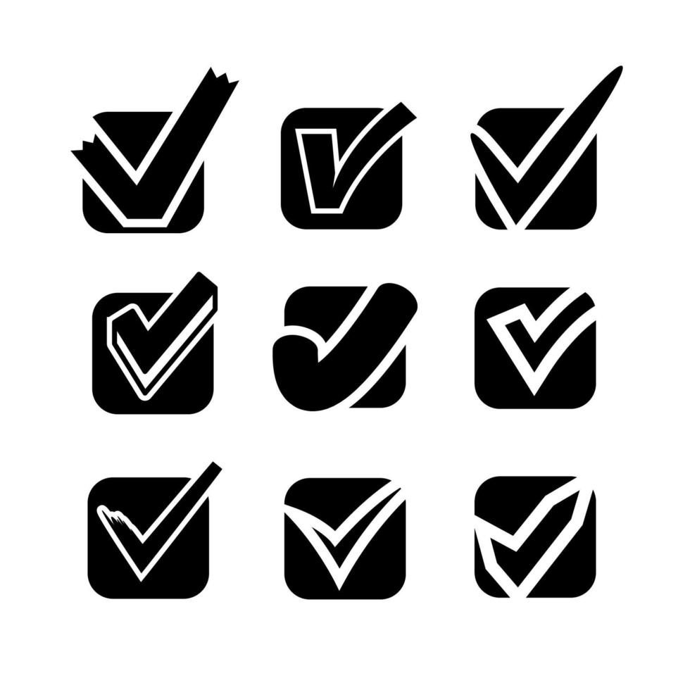 check mark on square button set vector