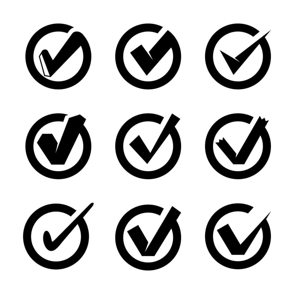 check mark on circle buttons set vector