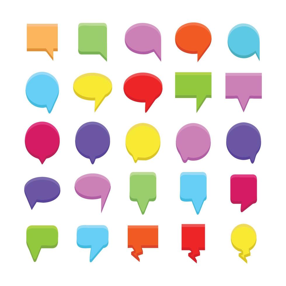 colorful speech bubble and dialog icons set vector