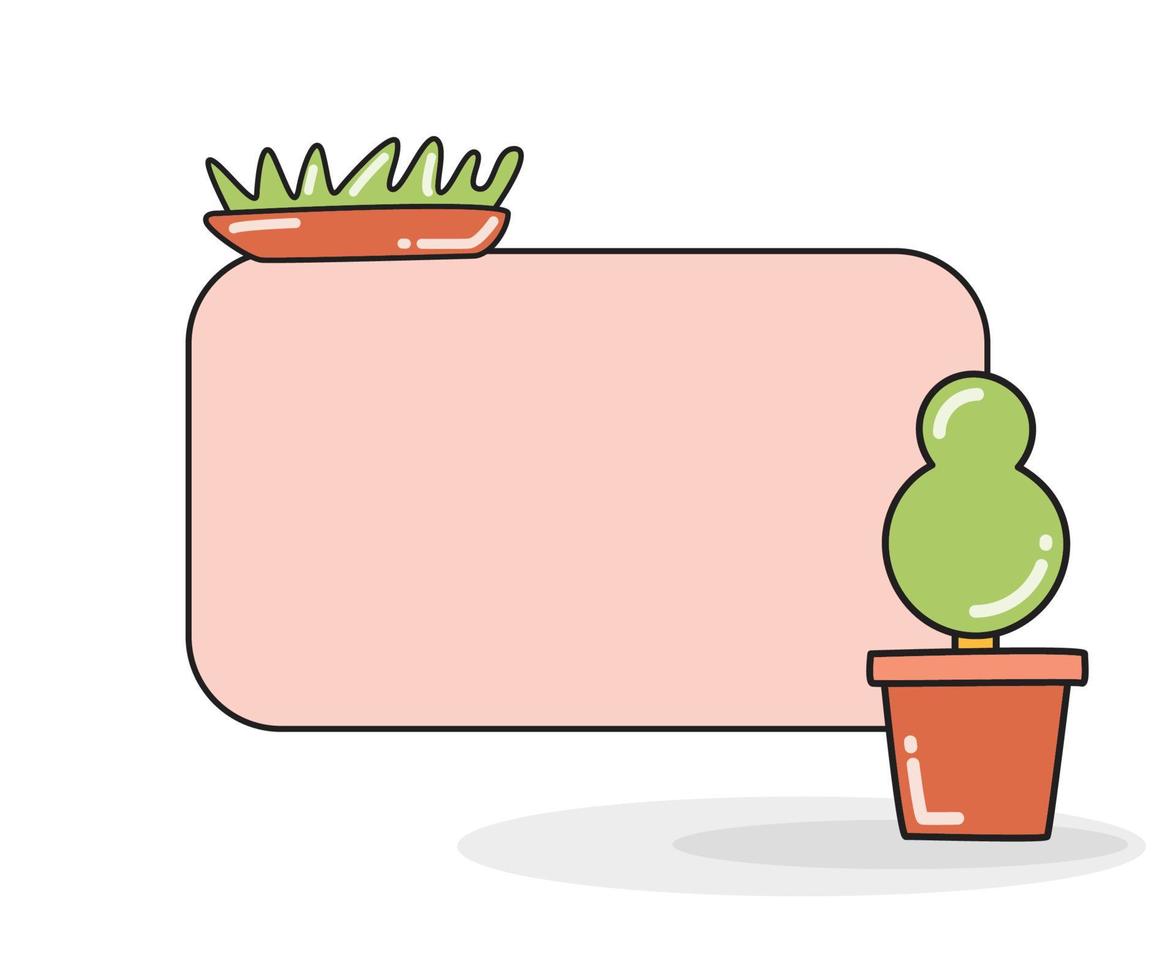 blank note board with houseplant vector illustration