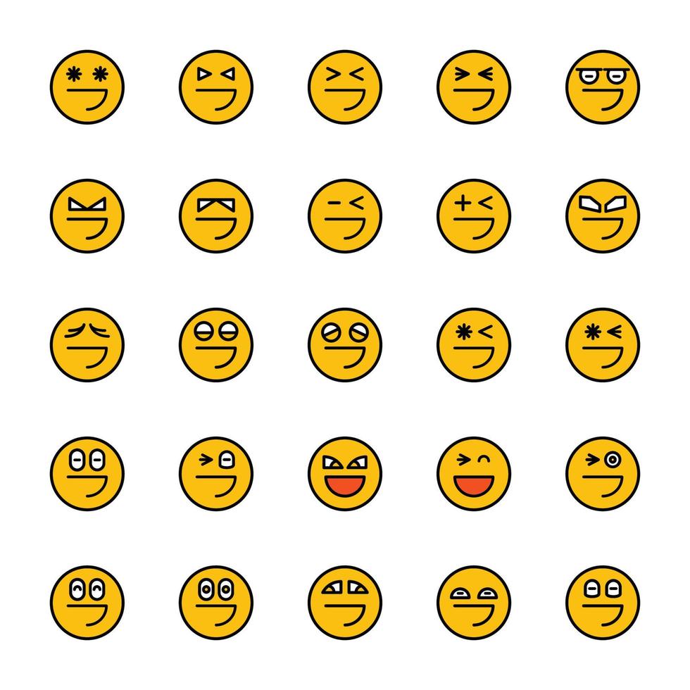 conjunto de emoticonos de cara amarilla vector