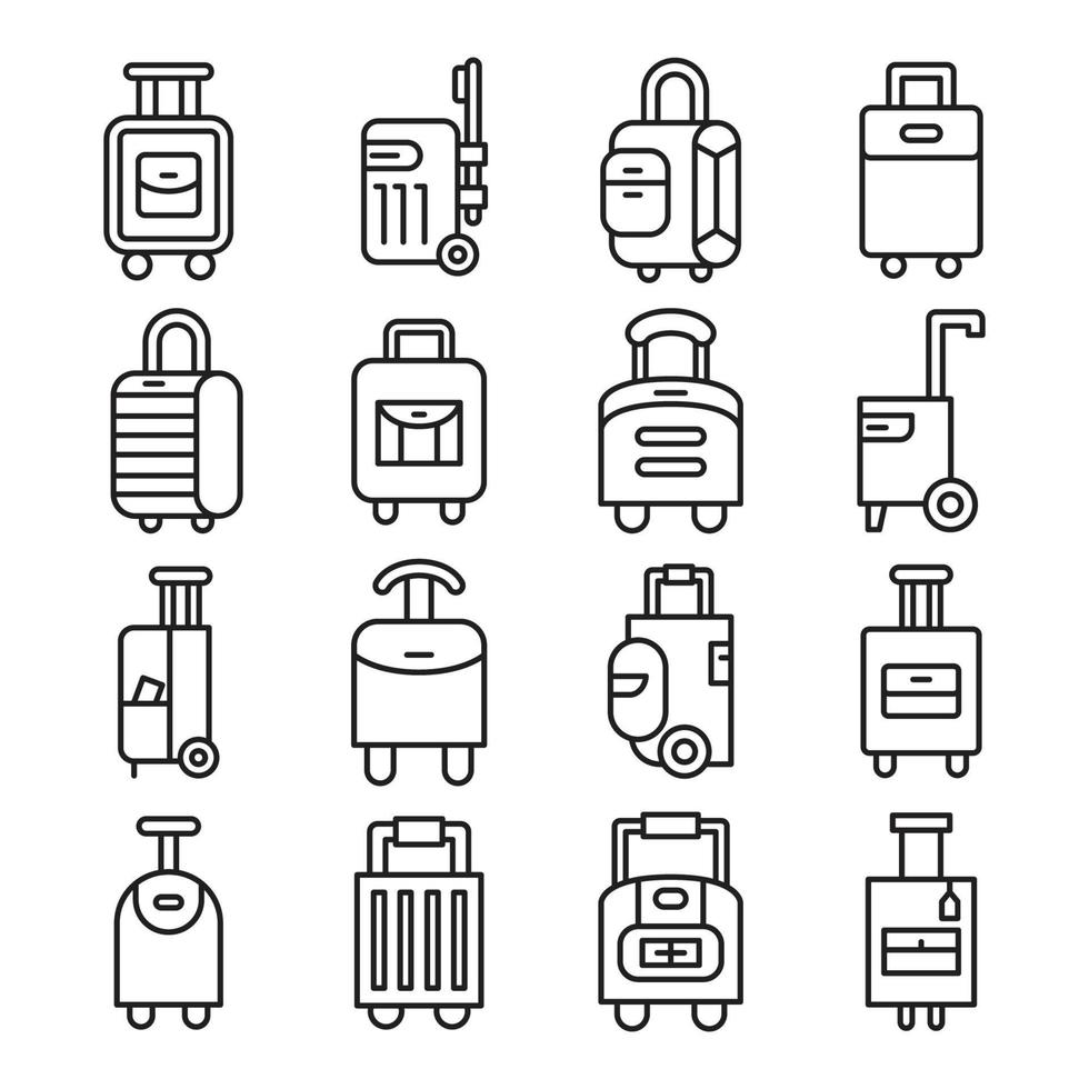 iconos de línea de equipaje vector