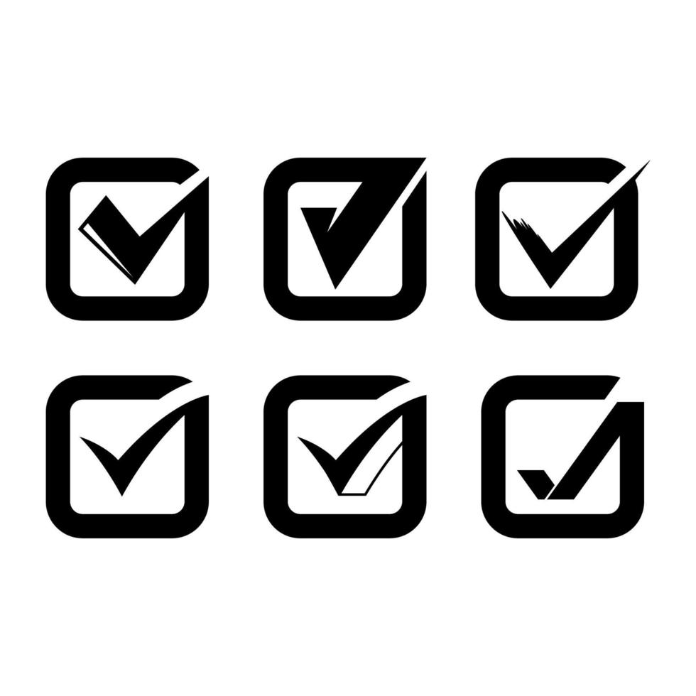 marca de verificación en los iconos de caja cuadrada vector