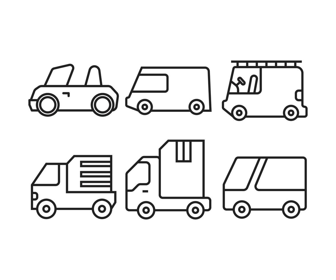 van and lorry truck icons vector