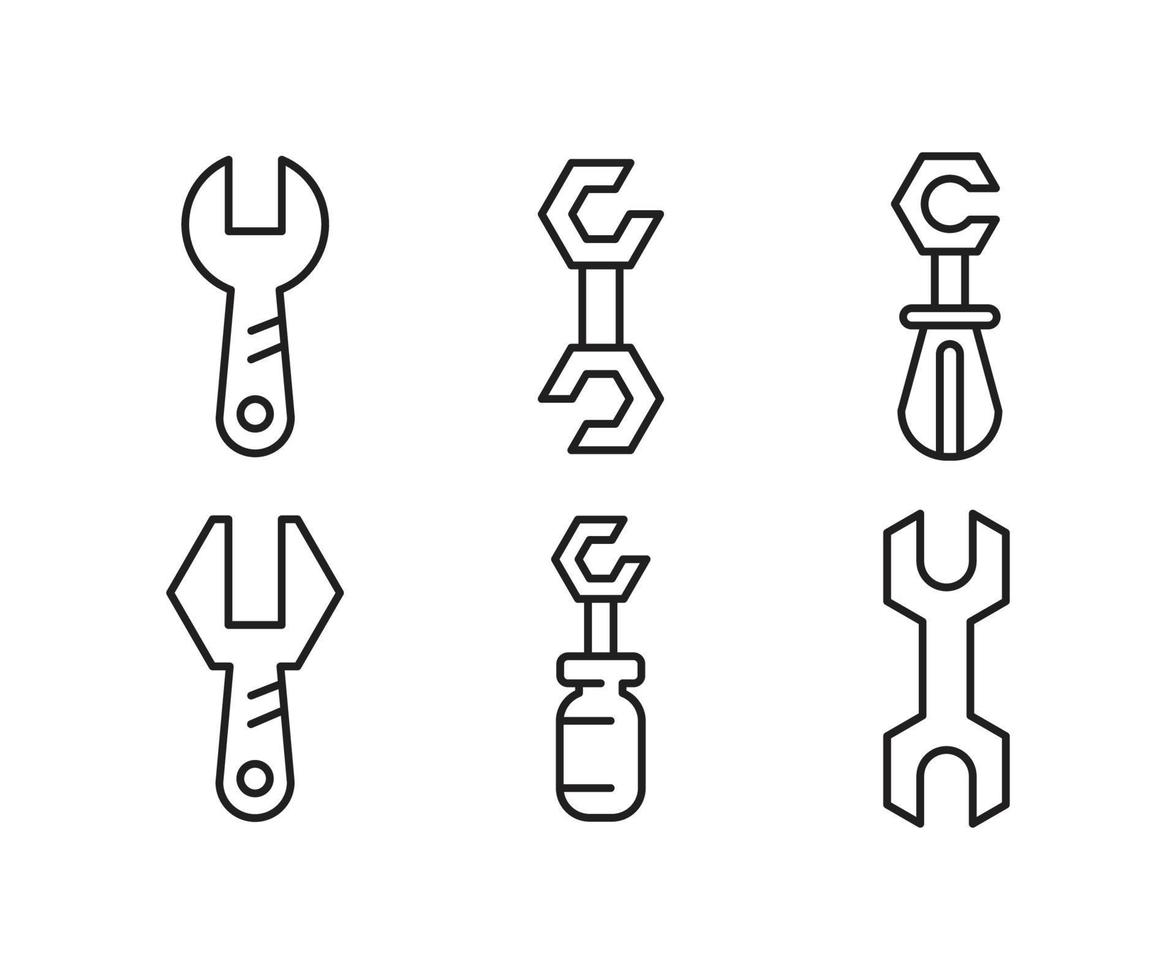 iconos de llave inglesa vector