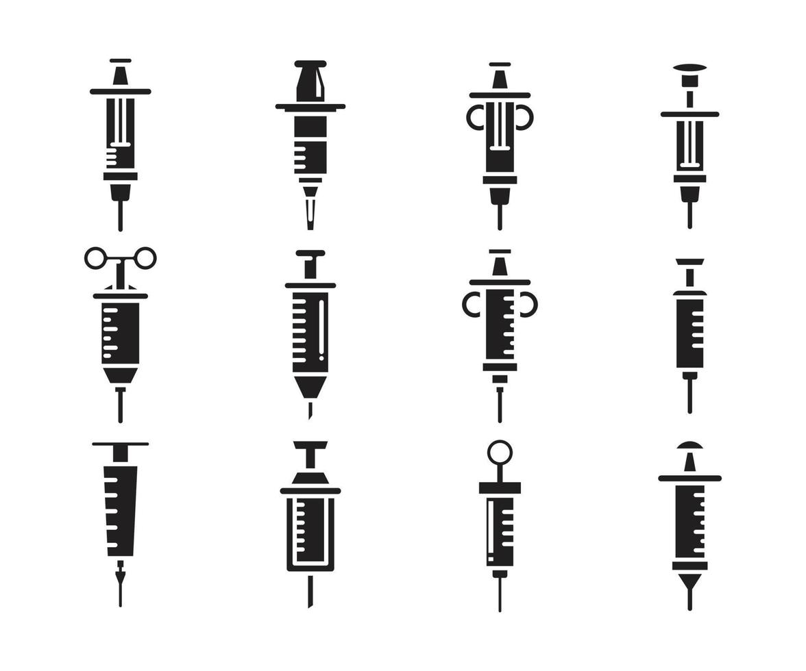 medical syringe icons set vector