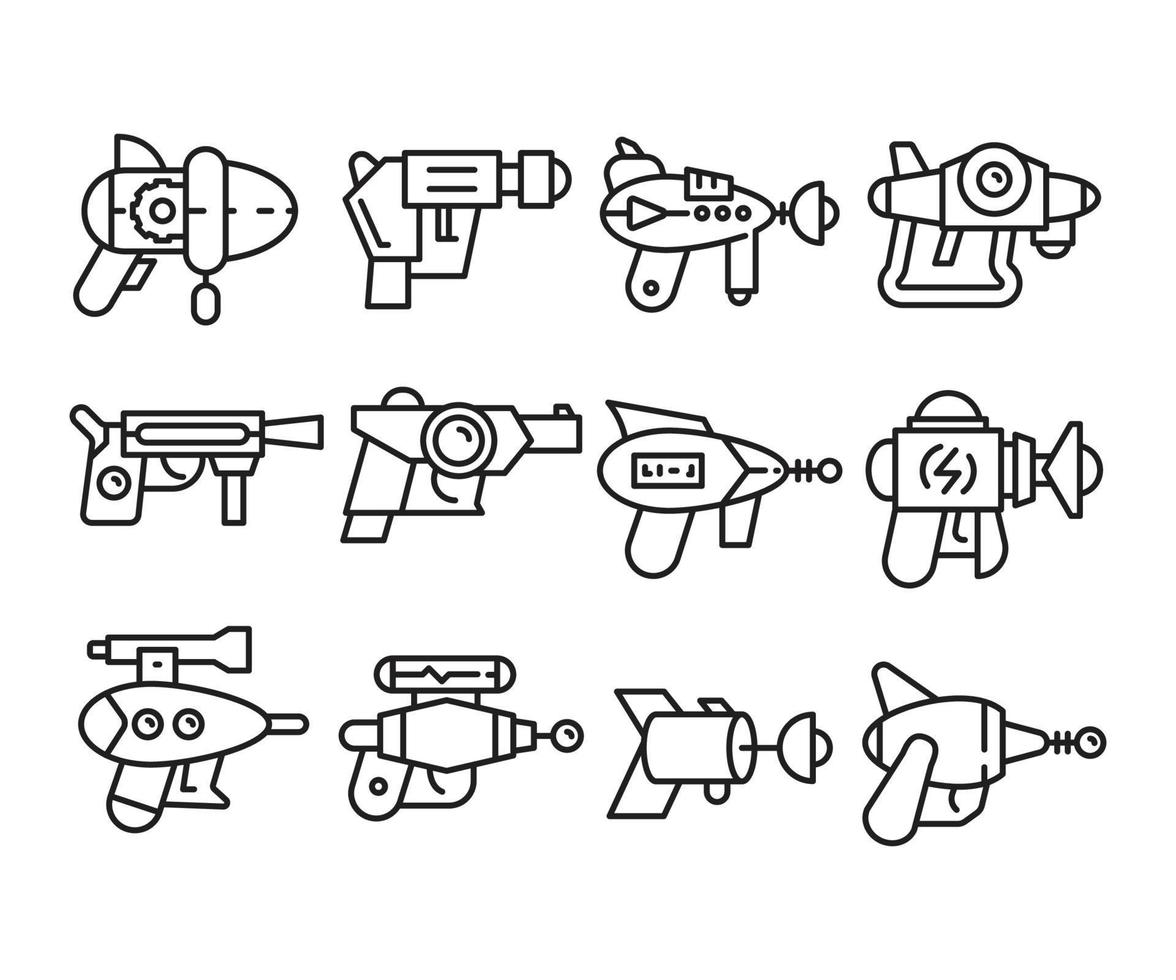 space gun icons set vector