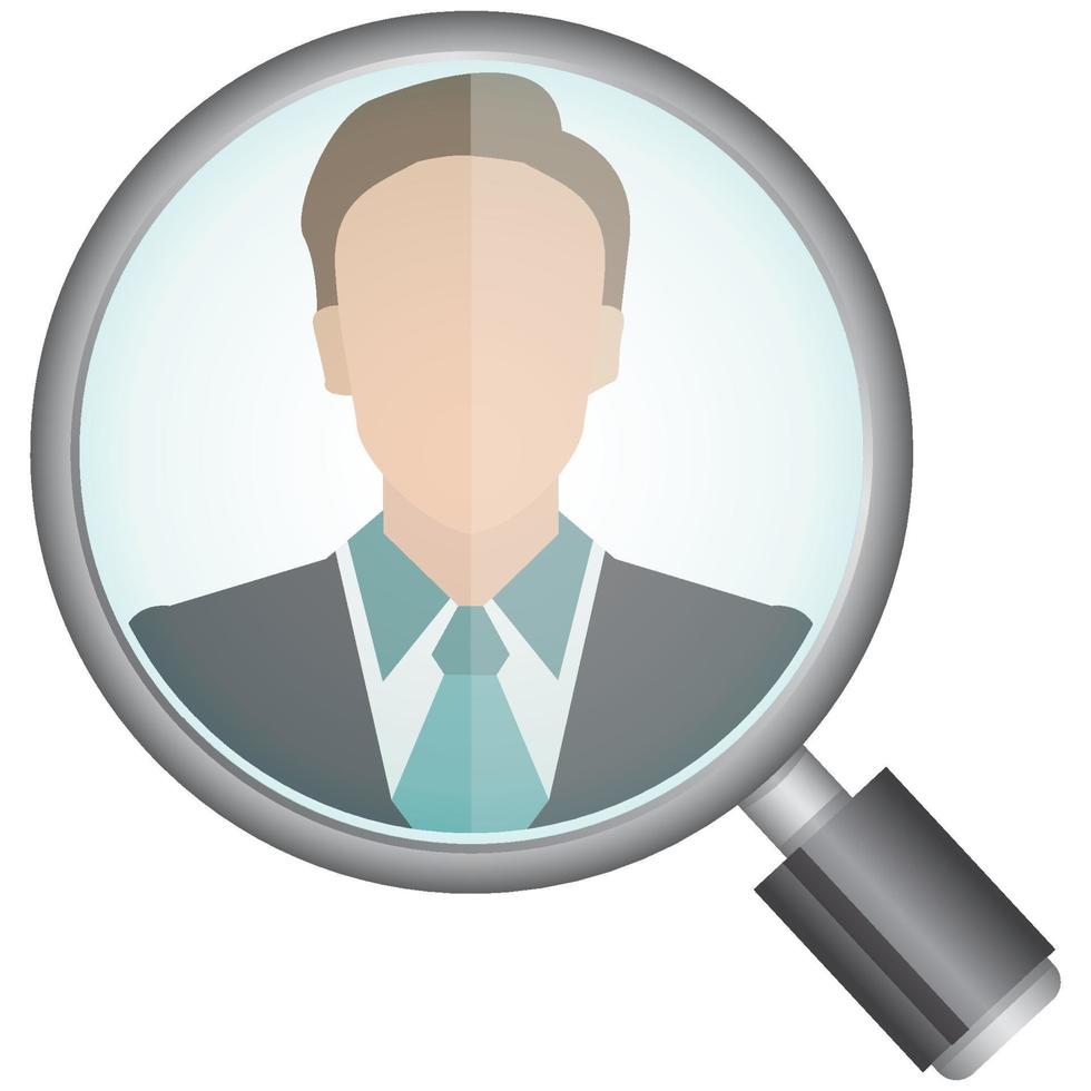 magnifier glass and businessman icon vector