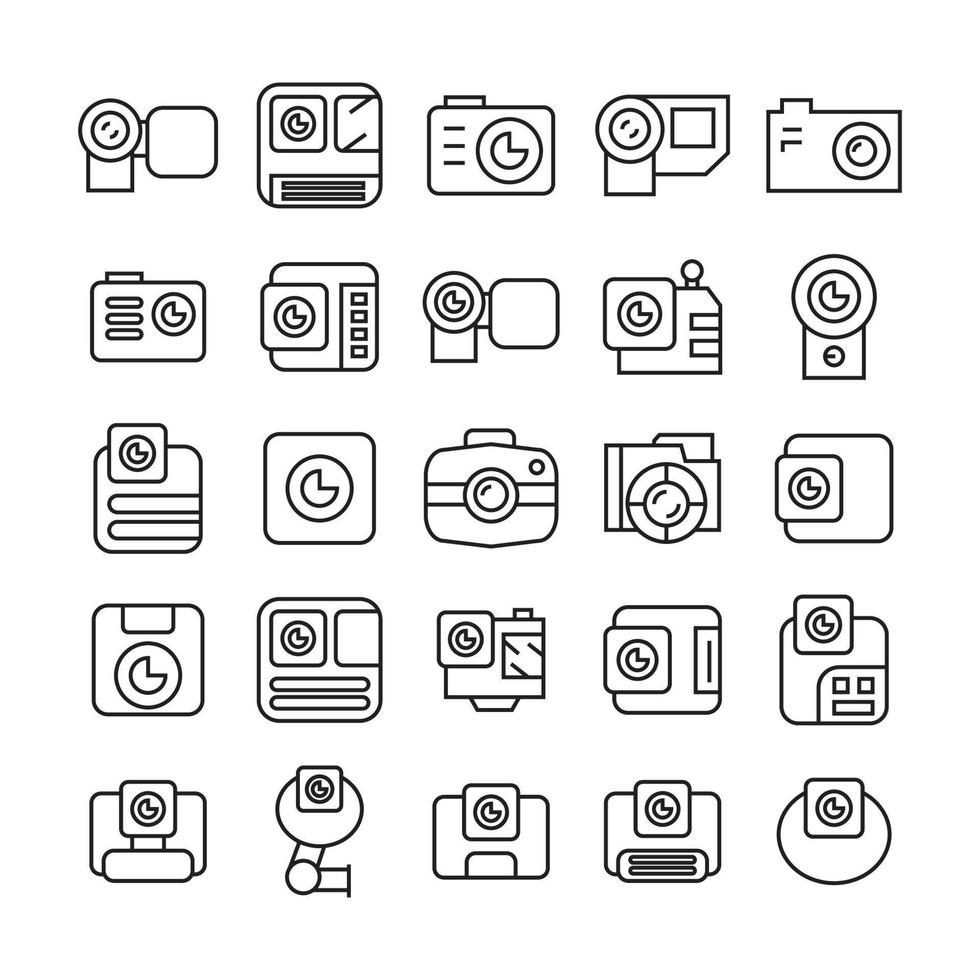 digital camera icons set vector