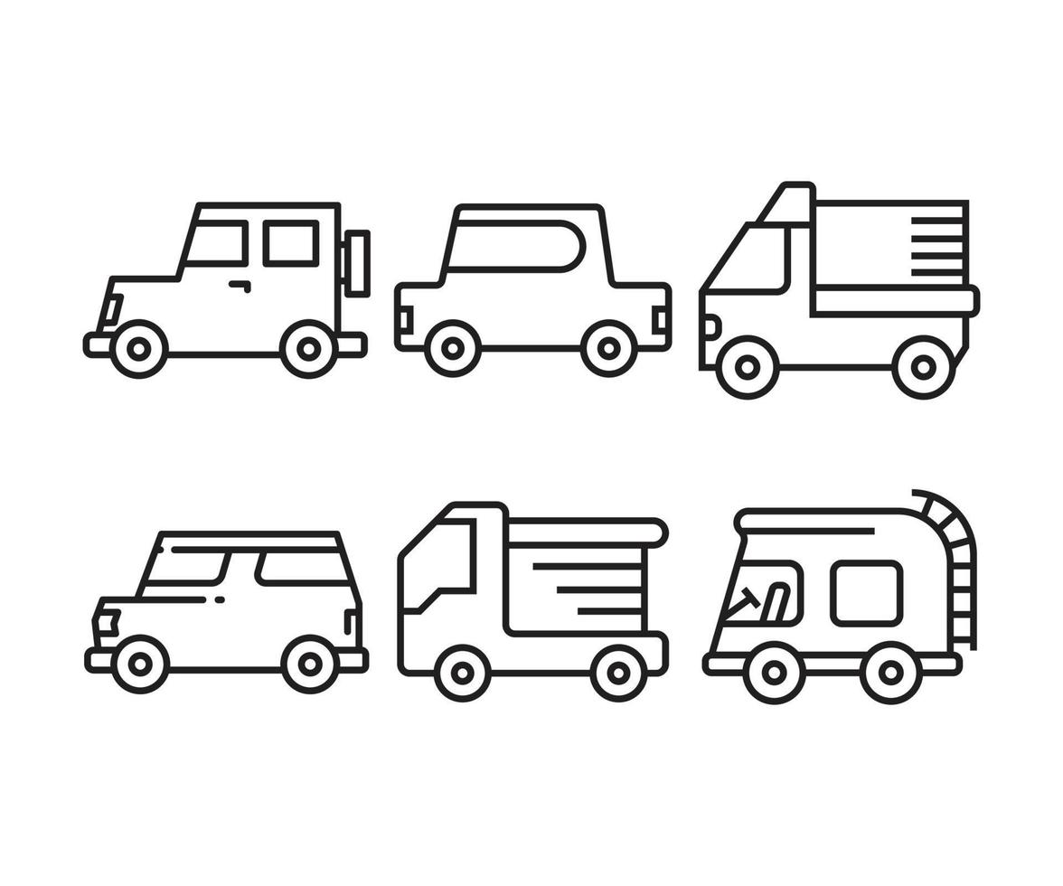 Ilustración de vector de iconos de coche y transporte