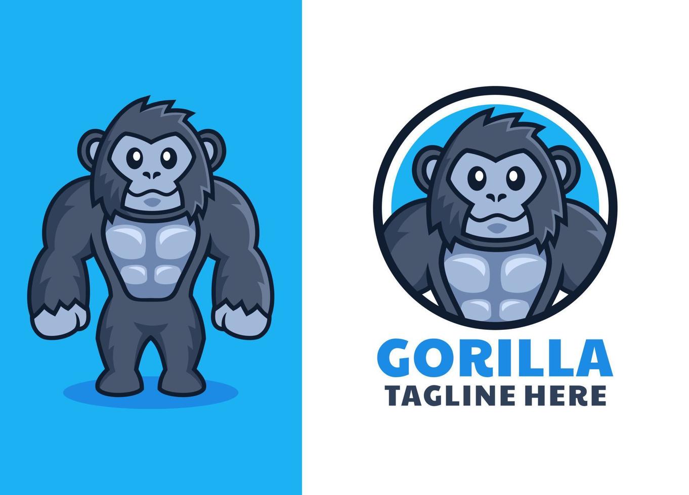muscular friendly gorilla cartoon logo design vector