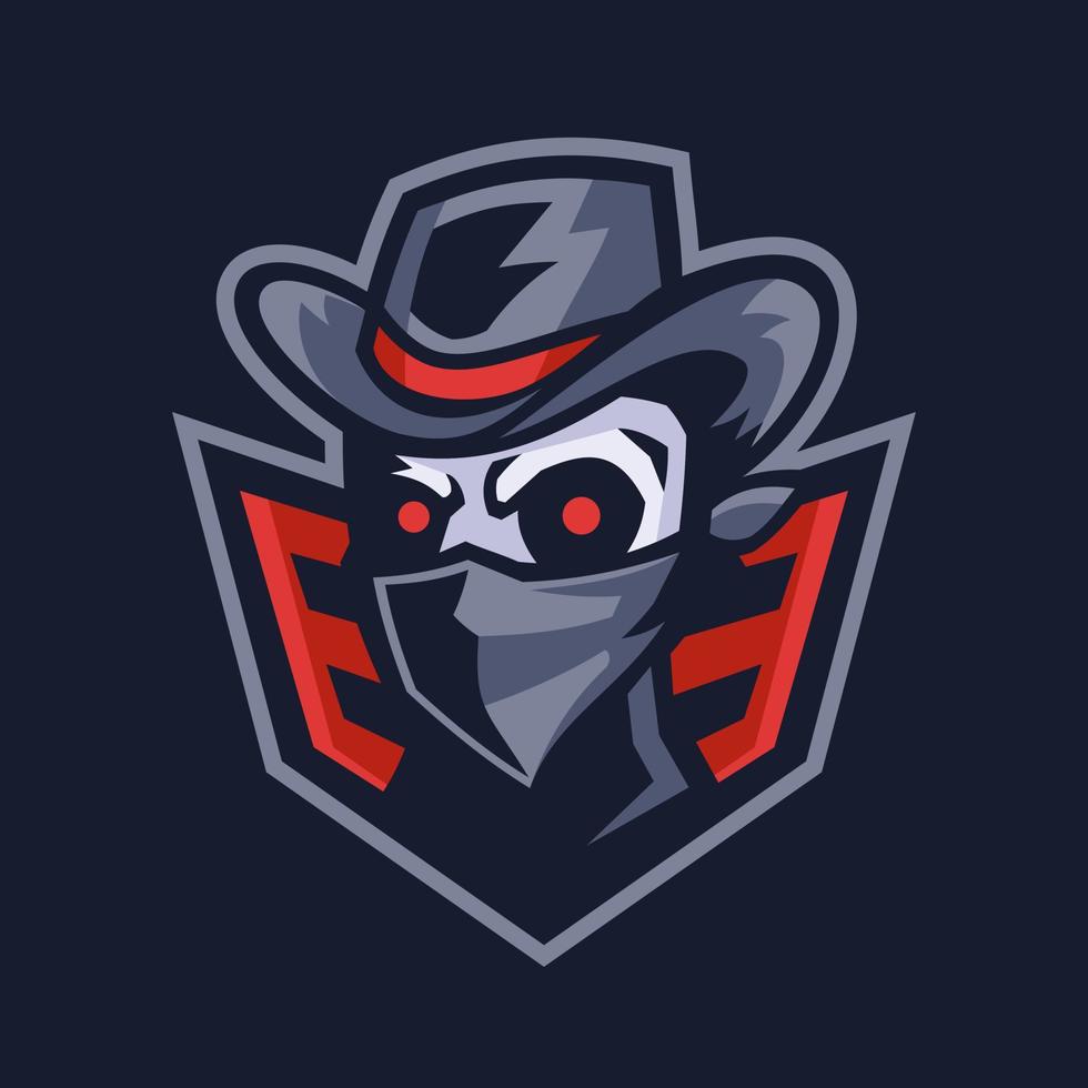 diseño del logotipo de la mascota del bandido del cráneo del villano vector