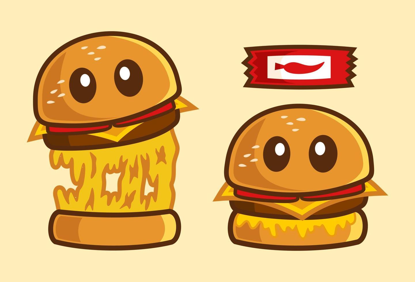 delicious food Mozzarella Burger cartoon character vector