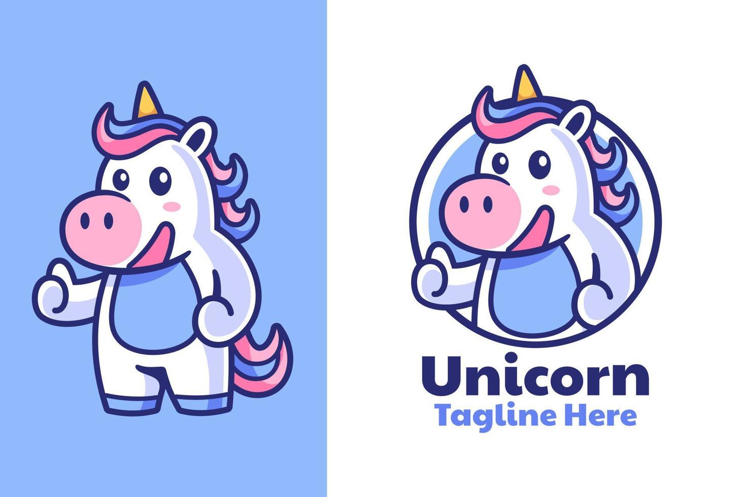 Unicorn Thumbs Up Mascot Logo Design vector