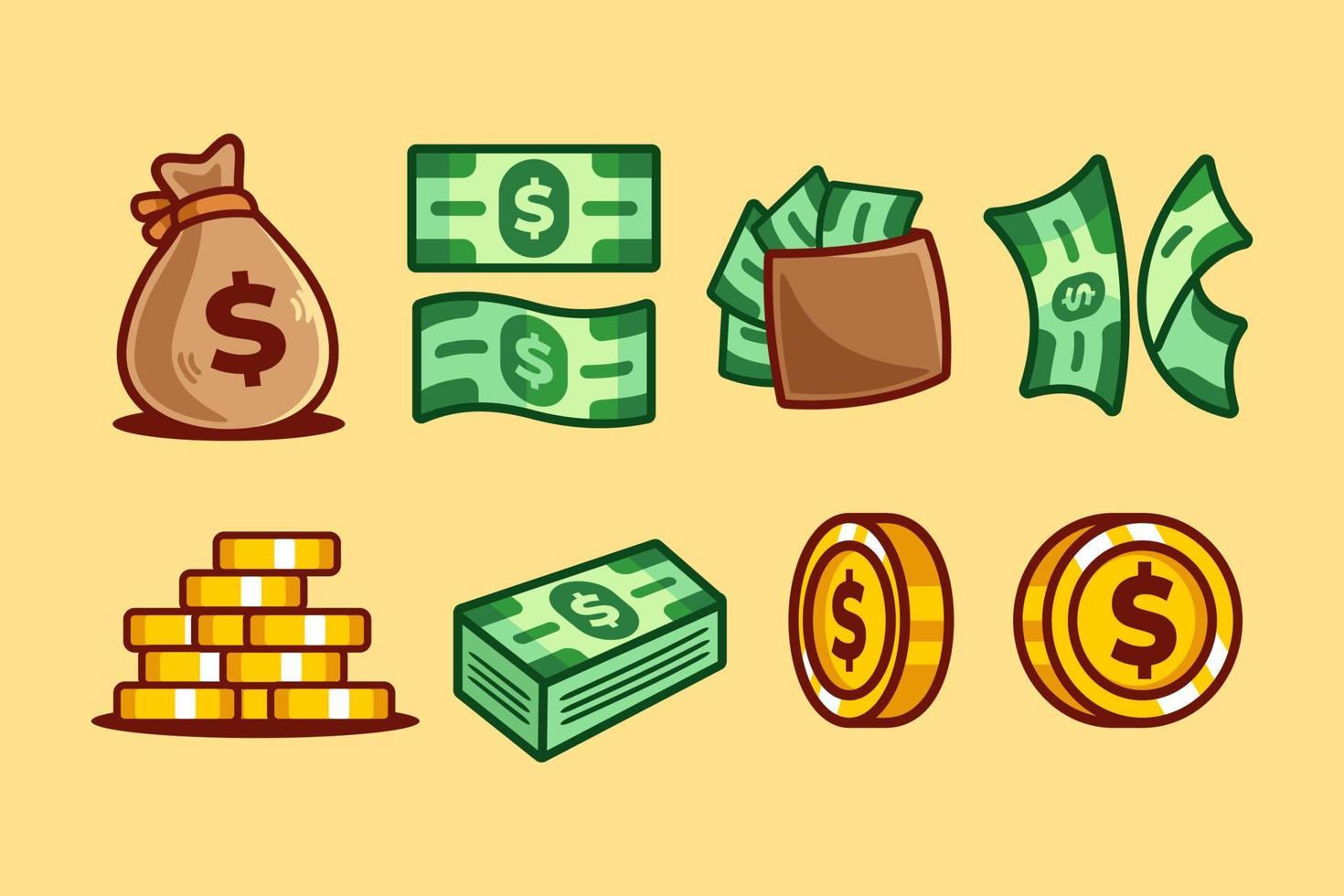 Cartoon Money and Coin Collection vector