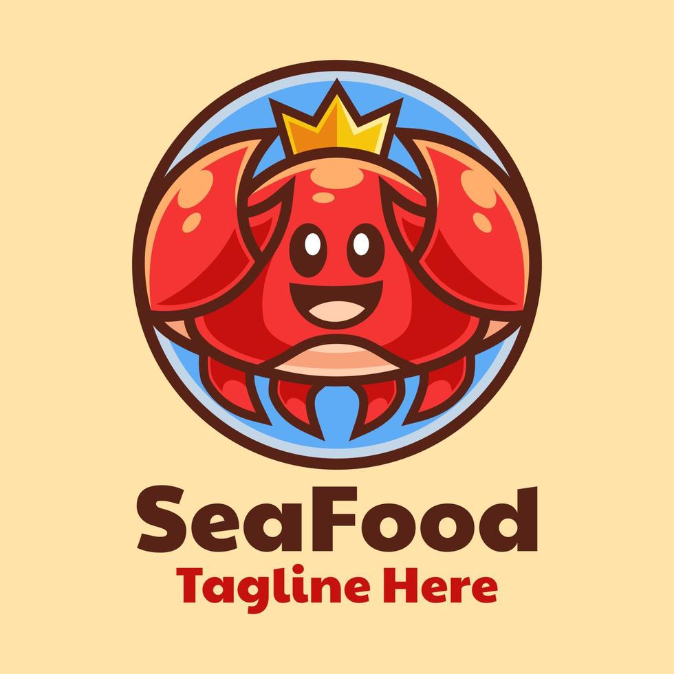 Sea Crab cartoon logo design vector