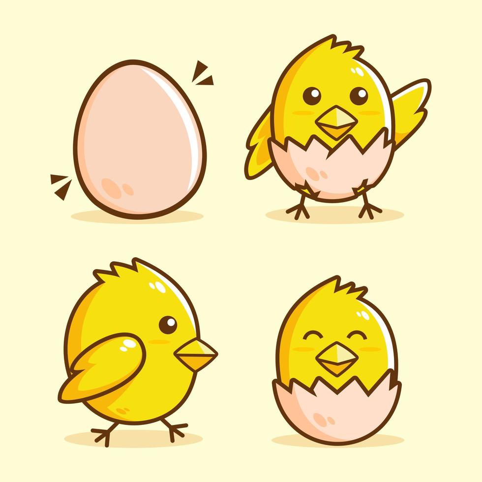 cute Chick hatch cartoon collection vector