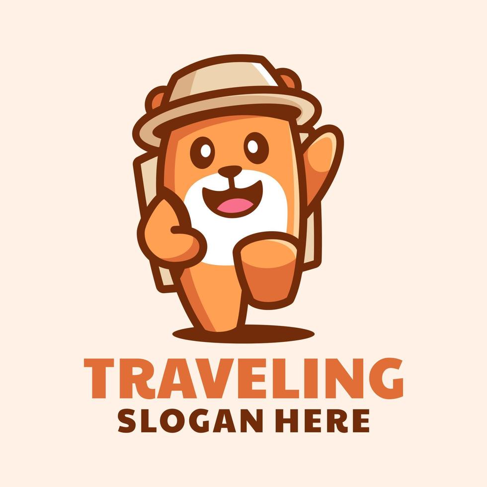 cute hamster traveling logo design vector