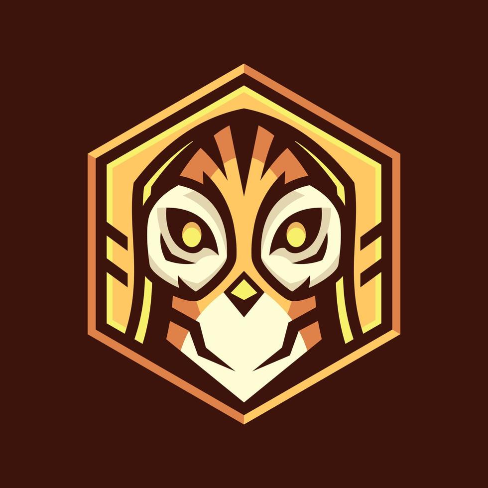 Owl head hexagon logo design vector