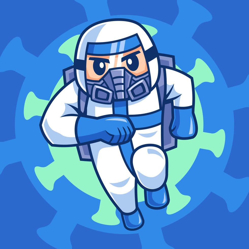Cartoon character of doctor wearing protective suite vector