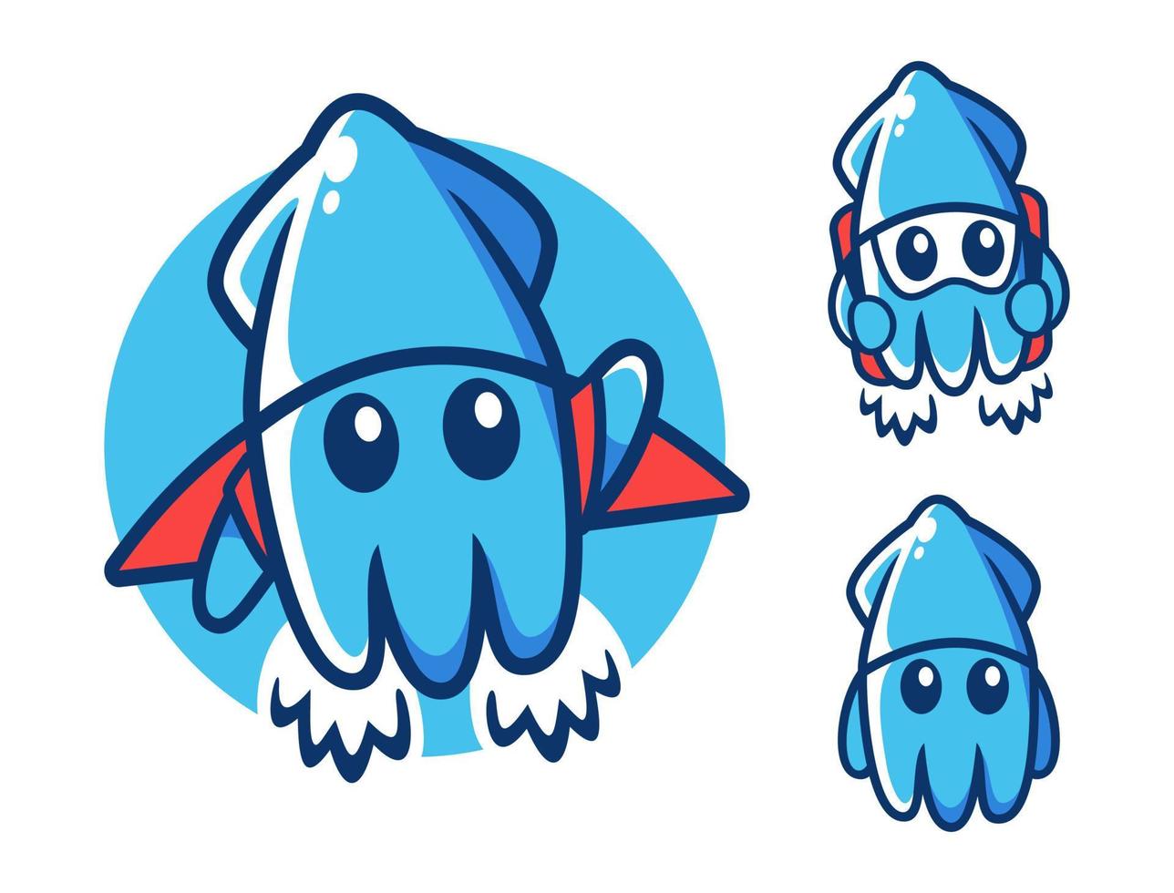 Cartoon Flying Squid mascot vector