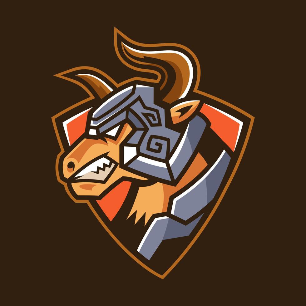 armored Minotaur team logo design vector