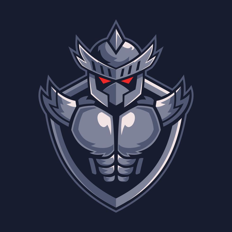 Knight Warrior on the shield logo design vector