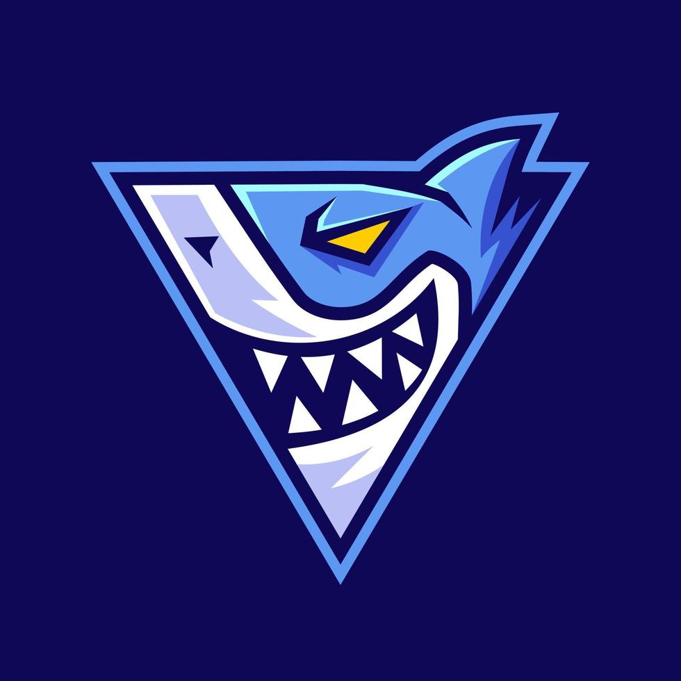 Shark in triangle shape logo design vector