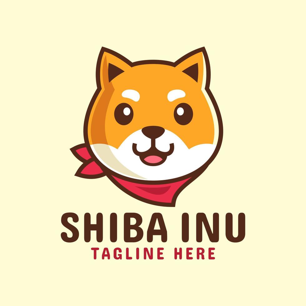 japanese dog Shiba inu logo design template vector