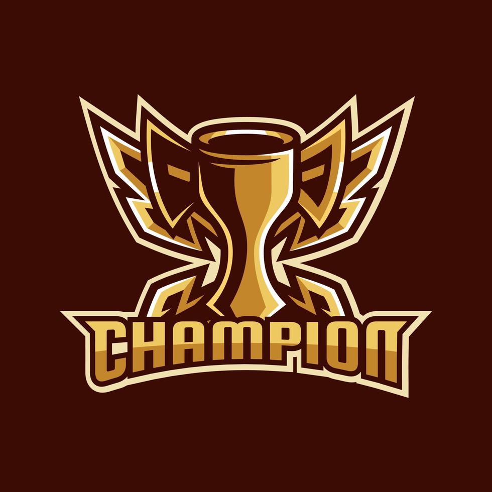 champion emblem winner logo design vector