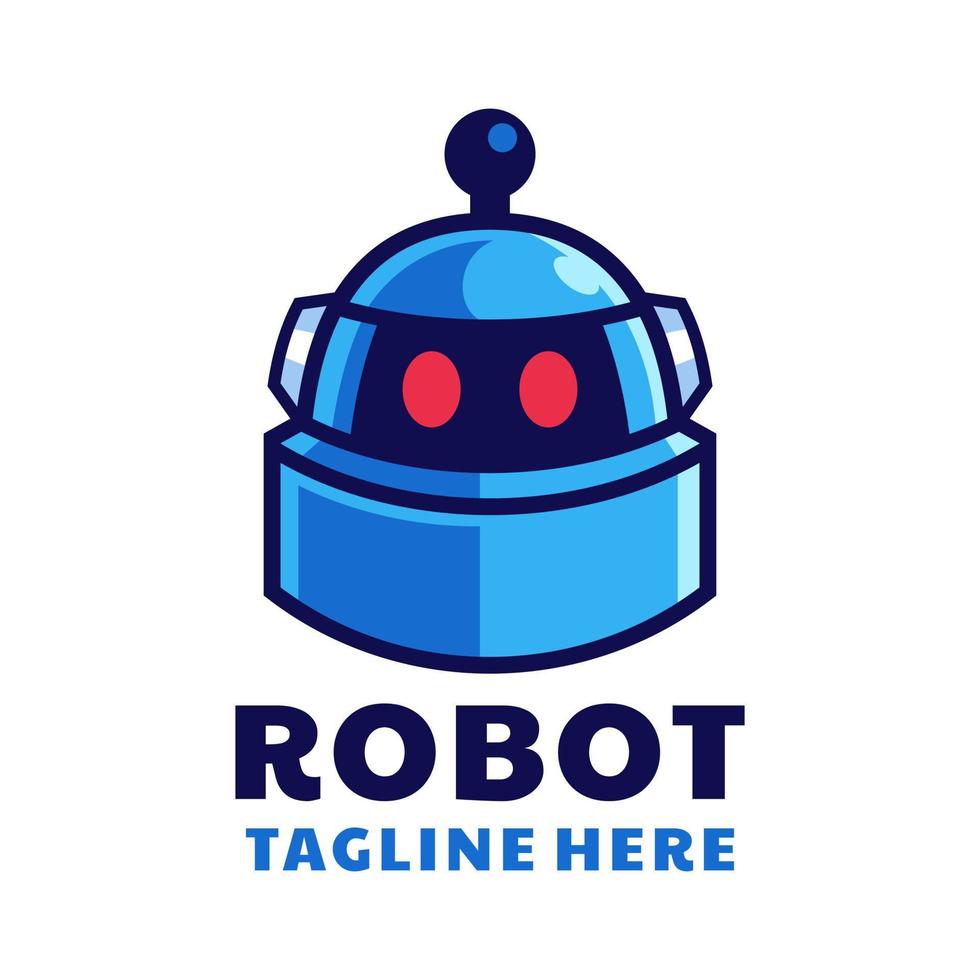 cartoon Robot head logo design vector
