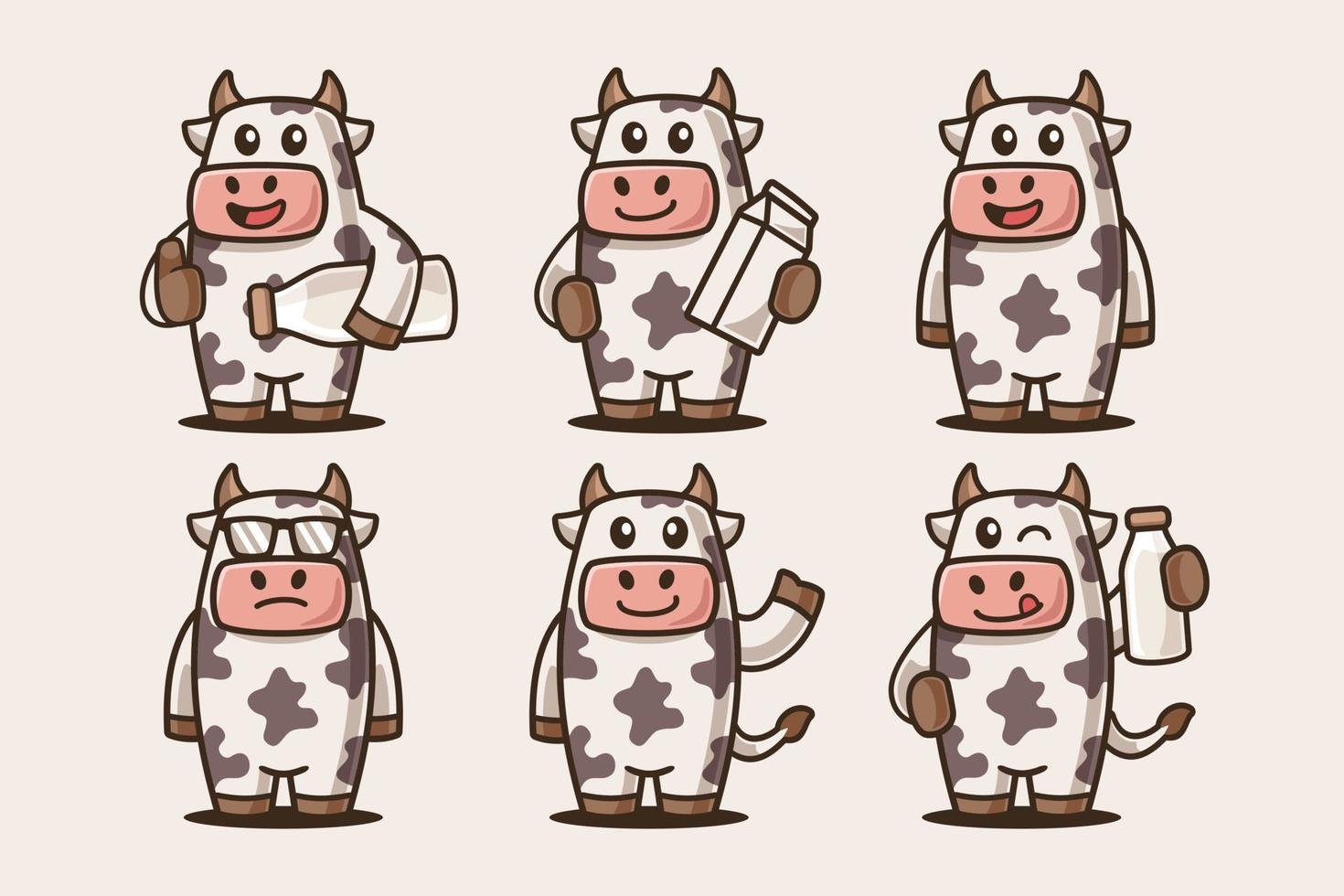 colección de personaje de vaca de dibujos animados vector