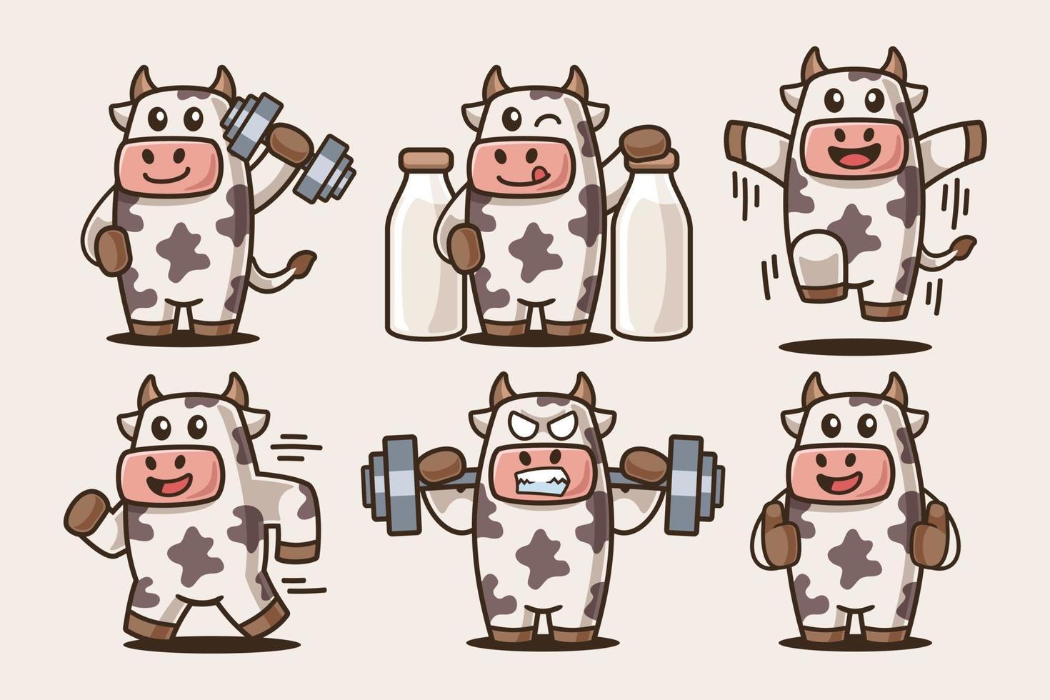 Collection of Cartoon Cow Activities vector