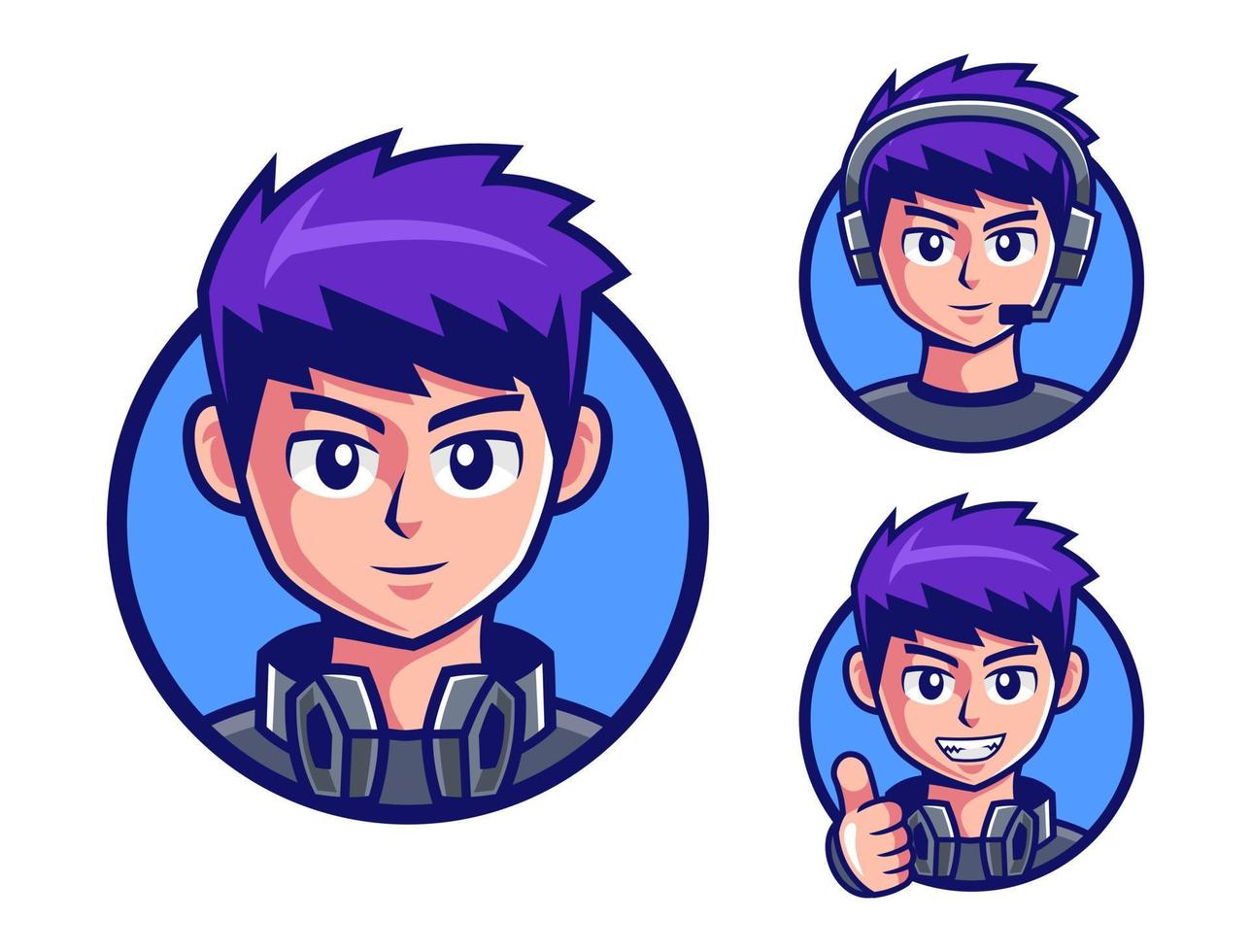 Premium Vector  Gamer anime boy with character with rock hand sign mascot  esport logo