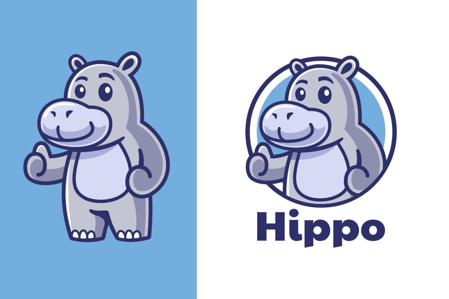 pulgar hacia arriba el diseño del logotipo de la mascota del hipopótamo vector